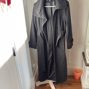 Stylish Black Wool Trench Coat